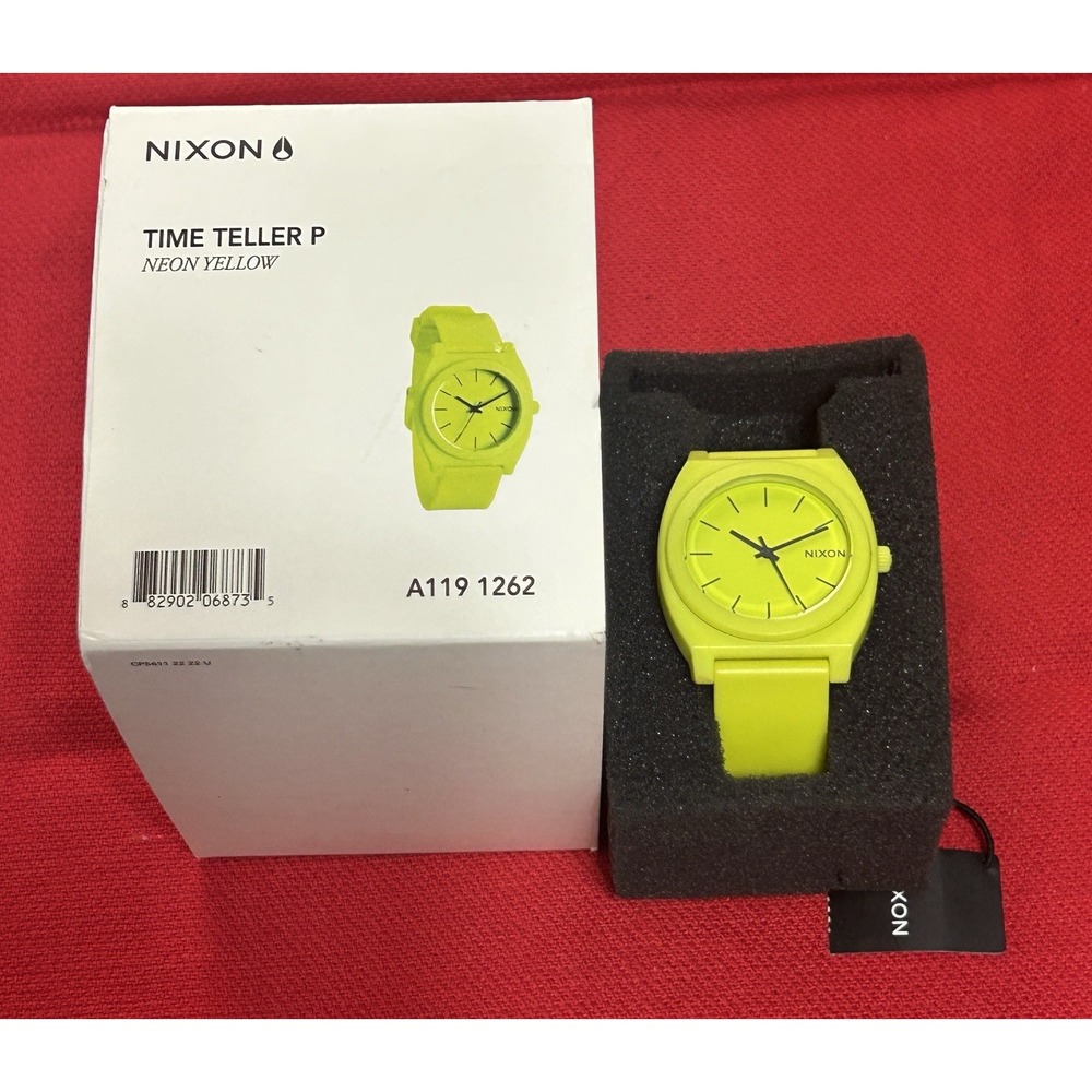 NIXON Watch : Time Teller Neon Yellow A119 1262 Wristwatch Needs Battery Mens